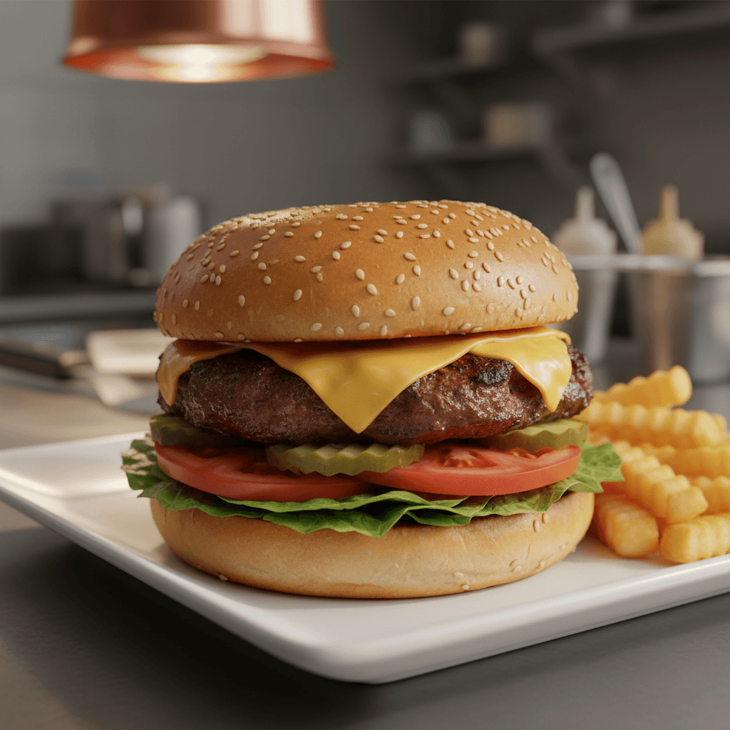 Grilled burger with toppings